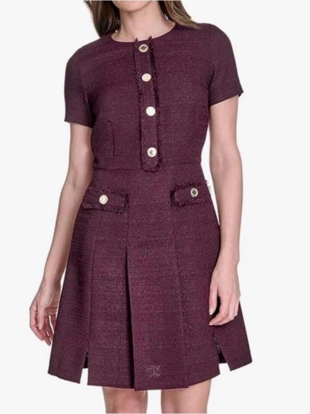 New Tommy Hilfiger Tweed Short-Sleeve Mini Dress